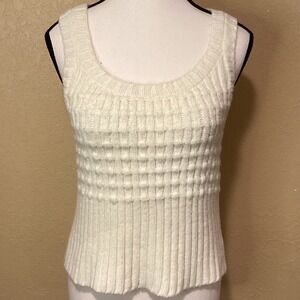 Jantzen Vintage, Late 1960s/early 1970s textured cream sweater vest tank, Medium